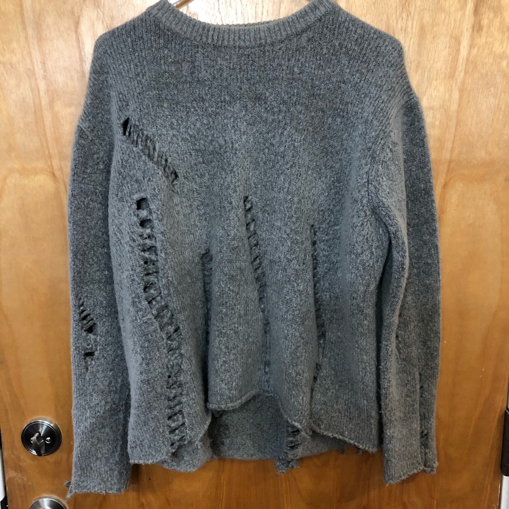 Distressed grey sweater